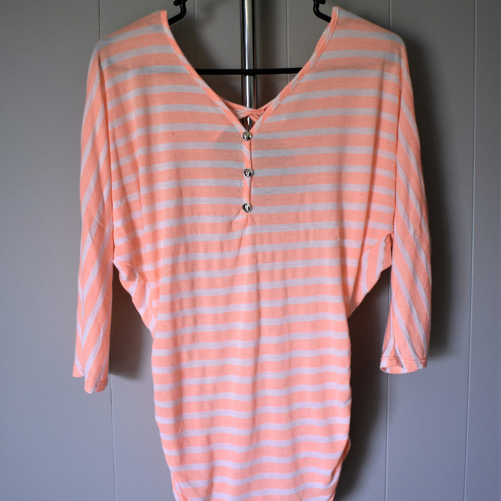 Body Central Orange Striped Cutout Back Top
